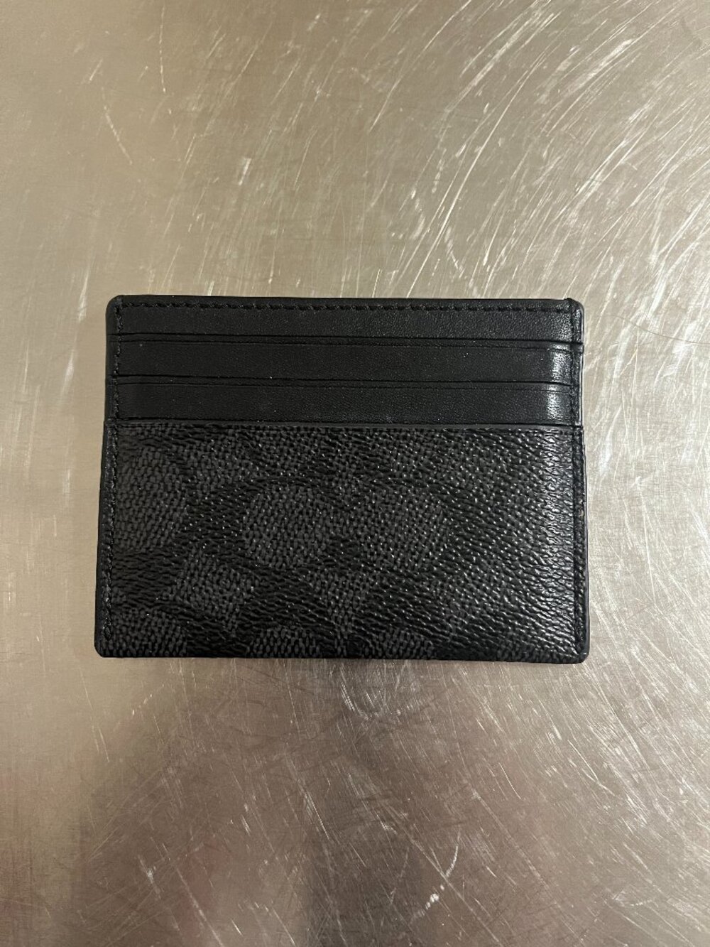 COACH Black Pebbled Leather Men's Money Clip Card Case Holder